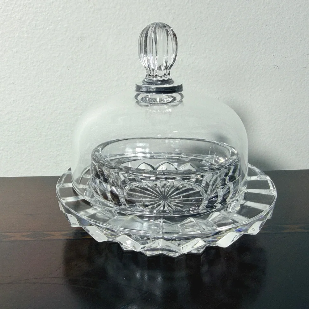 Vintage Mikasa Salina Crystal Individual Butter Dish Dome Lid Butter Cloche